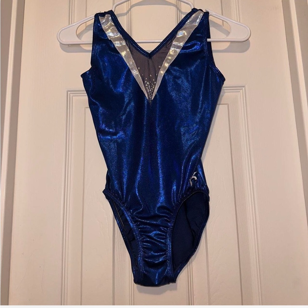 GK Elite Blue Mesh Leotard - AS